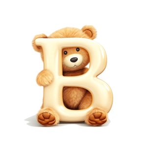 Letra "B" Teddy Bear Clipart 4 PNG Tarjeta Fabricación Papel Manualidades Collage Junk Journal Scrapbooking Invitaciones Mix Media Wall Art Cumpleaños - 572