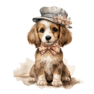 Vintage Puppy Dog Sublimation Graphics Watercolor Clip Art 4 - Etsy