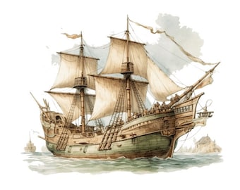 Antique Ships Clipart Clip Art 4 High Quality PNG Format Instant Download Commercial Use - 260