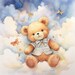 Teddy Bear on a Cloud Clip Art 4 JPG Card Making Paper Crafts Collage ...