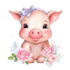 Little Piglet Pig Watercolor Clip Art 4 High Quality PNG Format Instant Download Commercial Use - 295