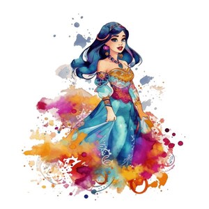 Aladdin Princess Jasmine Watercolor Clip Art 4 High Quality PNG Format Instant Download Commercial Use - 288
