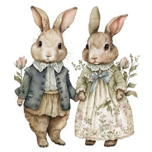 Hase Paar Aquarell ClipArt 4 hochwertige PNG transparent Mix Media digitaler Download Kartenherstellung digitale Papier Handwerk- 463