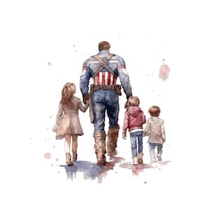 Dia dos Pais Super-herói Aquarela Clipart Clip Art 4 PNG Cartão Transparente Fazendo Mix Media Scrapbooking Uso Comercial - 385