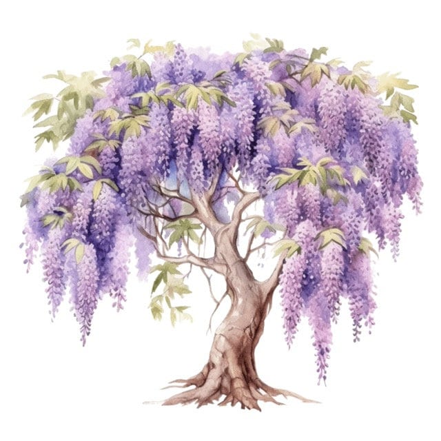 Wisteria Tree Watercolor Clip Art 4 High Quality PNG Format Instant Download Commercial Use - 365