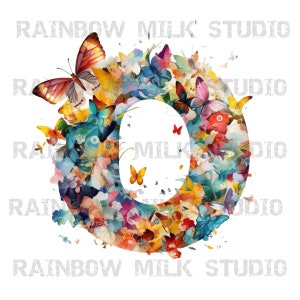 Butterfly Alphabet Letter &quot;O&quot; Initial Wall Decor Downloadable Fonts for Commercial Use PNG Letter Sublimation Bundle Cute Fonts - 417