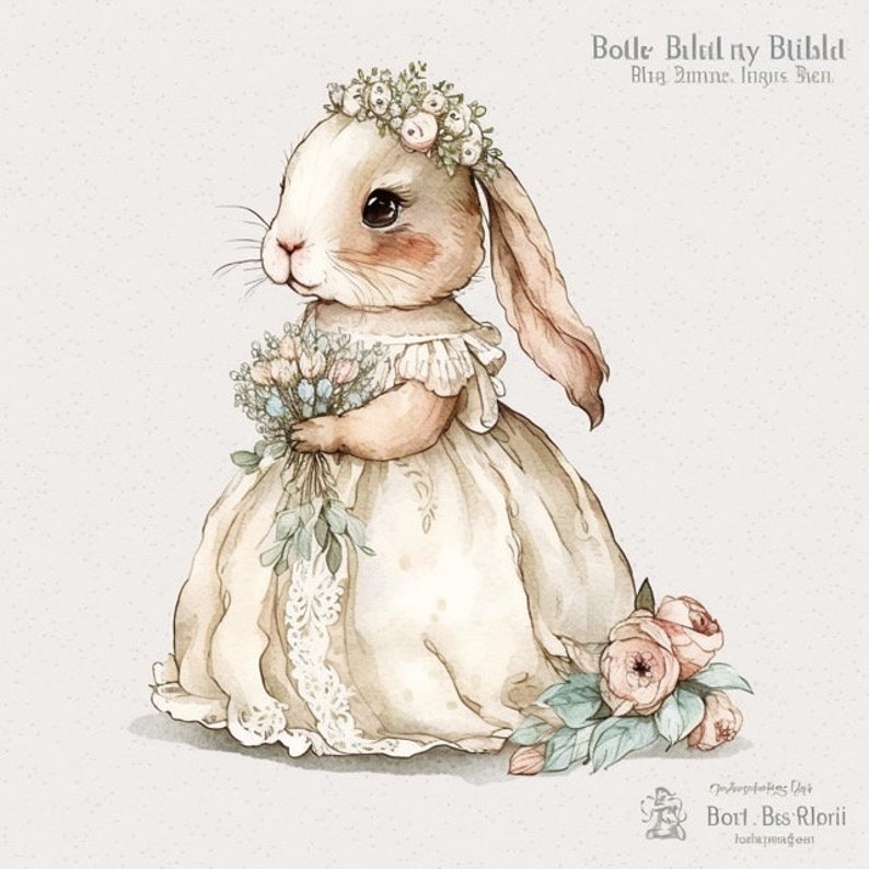 Bunny Rabbit Bride Wedding Clipart 8 High Quality JPG Digital Etsy