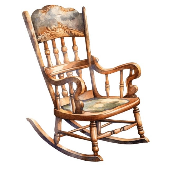 Antique Rustic Rocking Chair Watercolor Clip Art 4 High Quality PNG ...