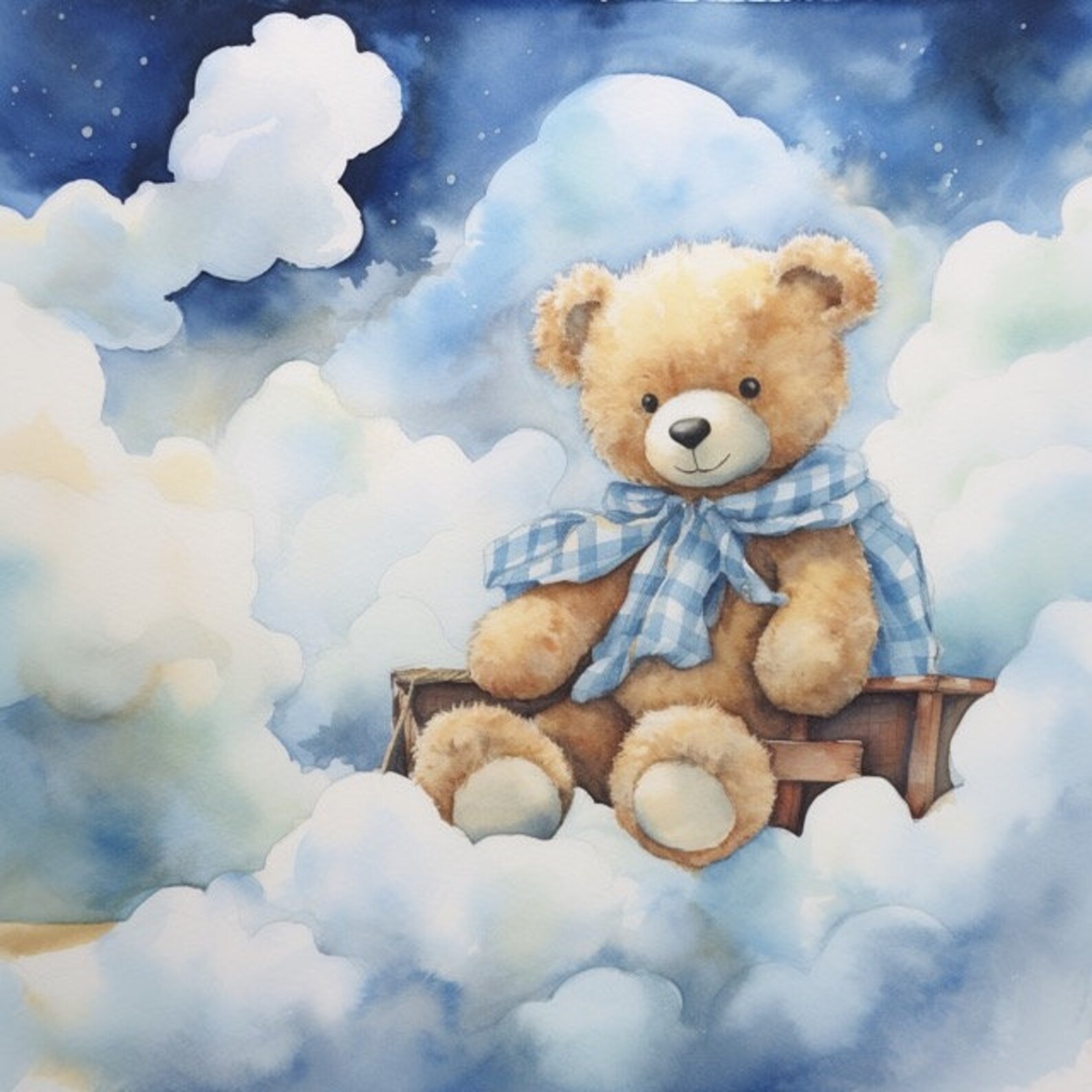 Teddy Bear on a Cloud Clip Art 4 JPG Card Making Paper Crafts Collage ...