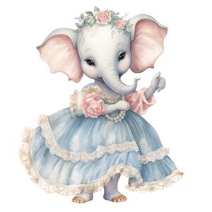 Vintage elefante acuarela Clip arte sublimación gráficos 4 archivos PNG mezcla papel arte chatarra reserva basura diario Collage - 573
