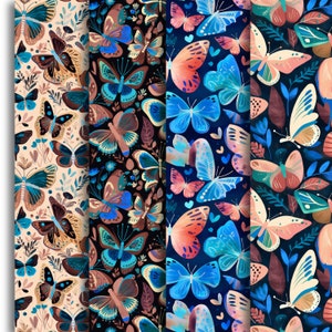 Butterflies Butterfly Seamless Pattern 4 Designs Transparent Repeat Digital Paper, Printable Design, seamless texture JPG - p17