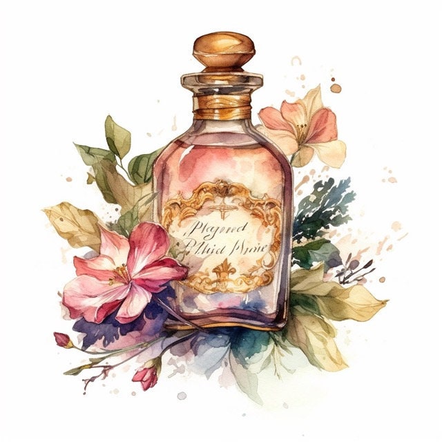 Antique Perfume Bottles Clipart 8 High Quality JPG Digital - Etsy