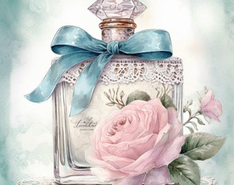 Antique Perfume Bottles Clipart 4 High Quality PNG, Digital Download, Card Making Mixed Media, Crafts Clip art - 381