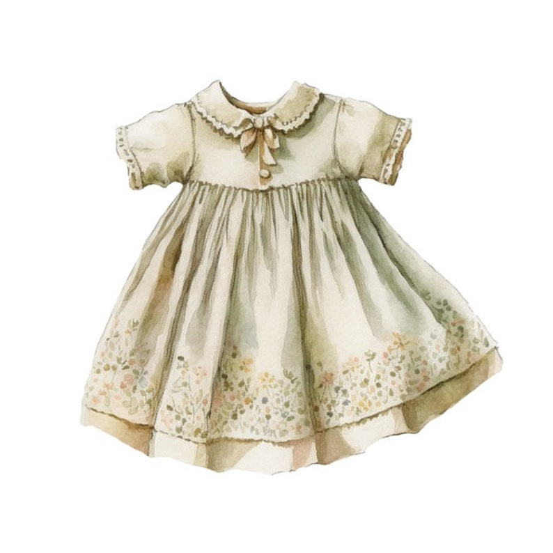 Antique Baby Dress Watercolor Clip Art Sublimation Graphics 4 - Etsy