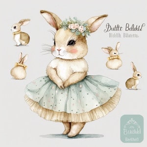 Ballerina Bunny Rabbit Clipart 24 High Quality PNG Transparent Clip Art Card Making Mixed Media Digital Paper Craft - 466
