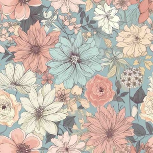 Floral Flower Seamless Pattern Transparent Repeat Digital Paper, Printable Design, seamless texture PNG - p03