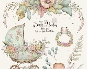 Flower Nursery Watercolor Clipart 8 High Quality JPG Watercolor Art Digital Download Card Making Mixed Media Digital Paper Craft - 162