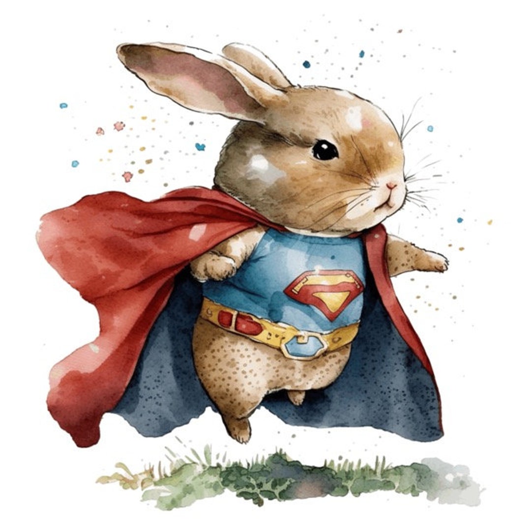 Super Hero Bunny Rabbit 4 PNG Format Instant Download for Commercial