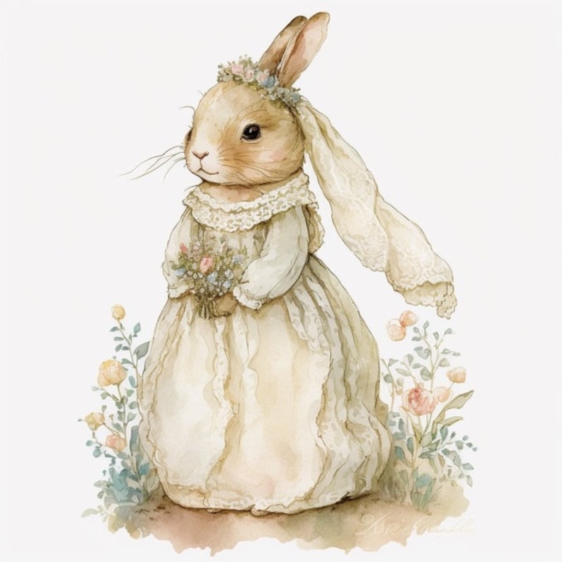 Bunny Rabbit Bride Wedding Clipart 8 High Quality JPG Digital Etsy