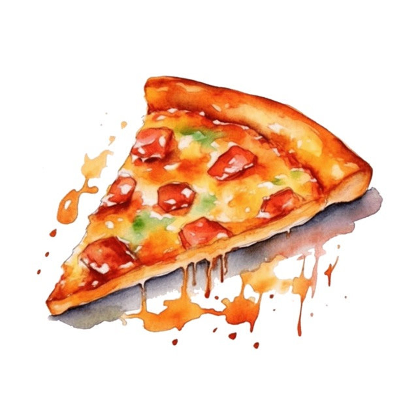 Pizza Pie Slice Watercolor Clip Art 4 High Quality PNG Collage Junk ...