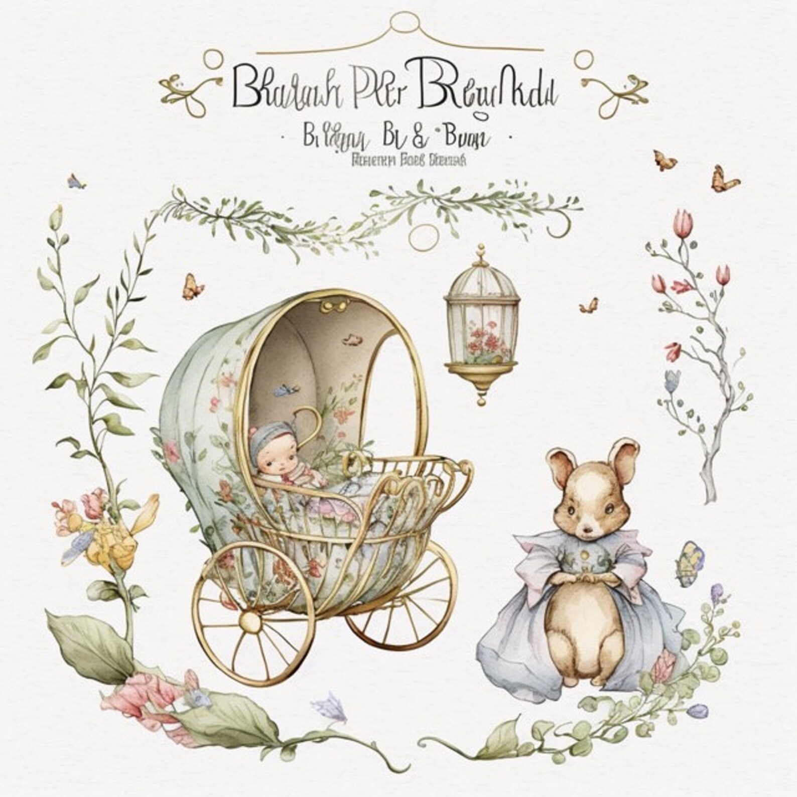 Nursery Watercolor Clipart 8 High Quality JPG Watercolor Art Digital ...