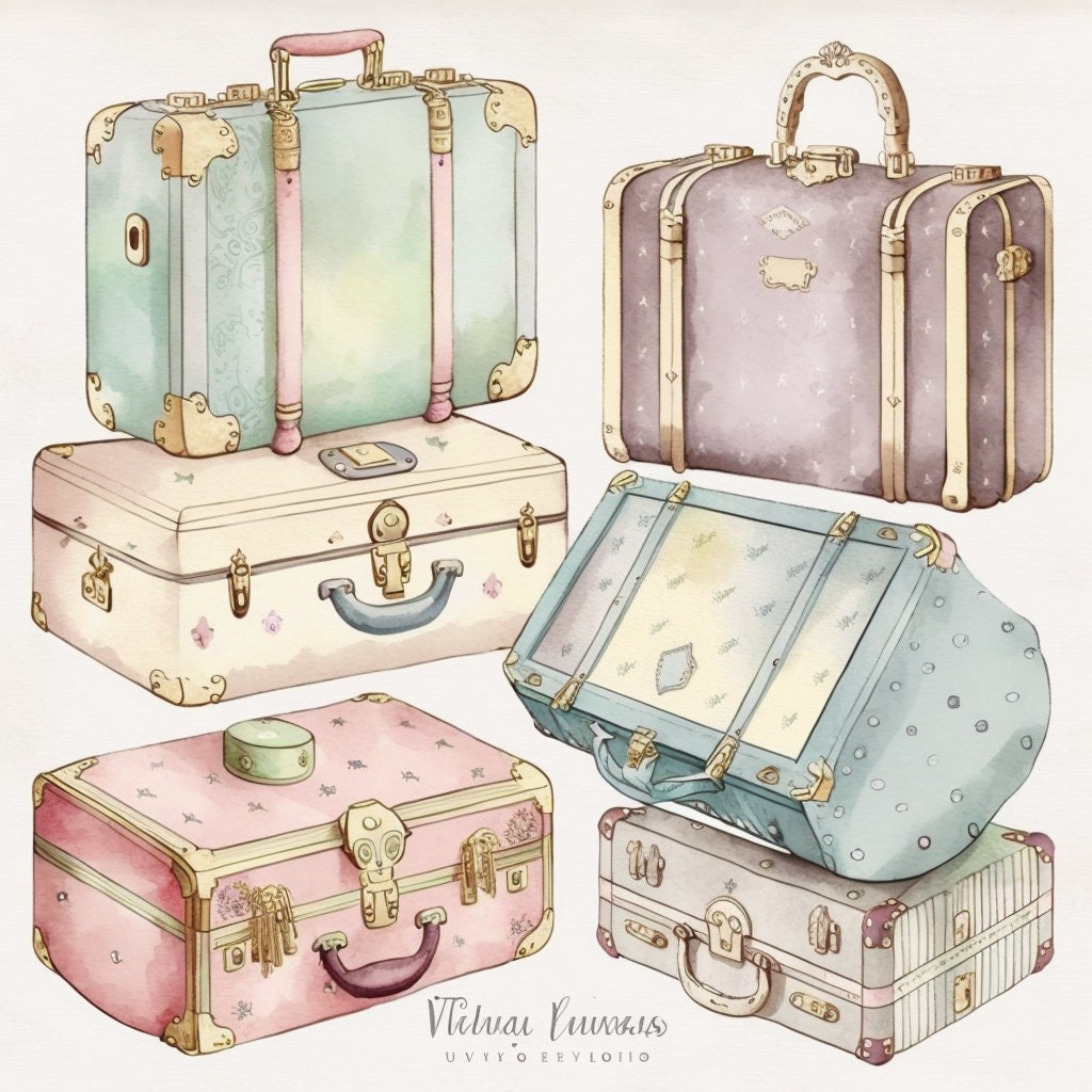 Luxury Designer Suitcases Clipart 10 High Quality JPG - Etsy