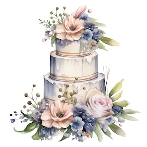 Wedding Cake Elements Watercolor Clip art 4 High Quality PNG Transparent Mix Media Digital Download Card Making Digital Paper Craft- 435
