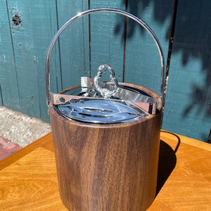 Mid-Century Modern Irvinware Plastic Double-Walled Ice Bucket with Tongs