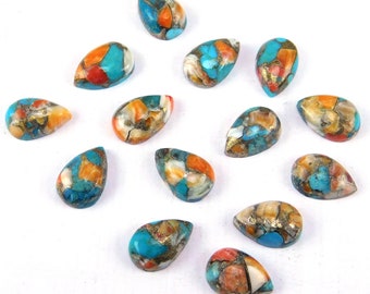 10x20mm Oval Cabochon Natural Oyster Turquoise Loose Gemstone Lot of 10PCS Oyster Turquoise Oyster Turquoise Gemstone