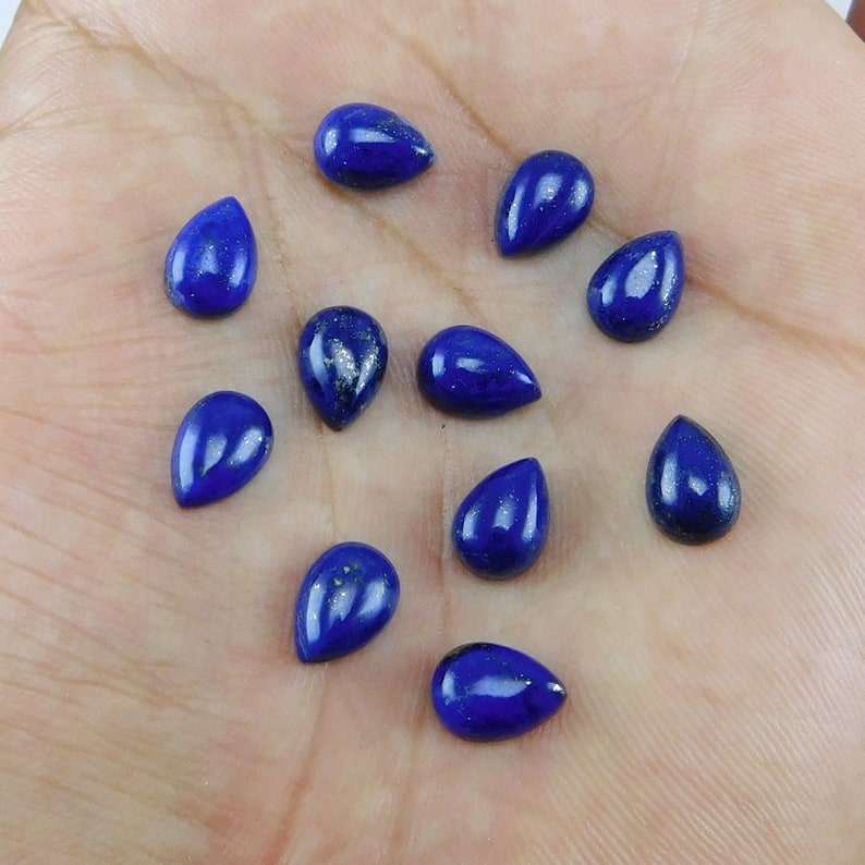 Natural Lapis Lazuli Pear Cabochon Deep Blue Color Calibrated Loose Gemstone 