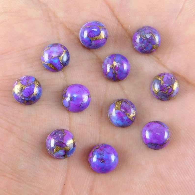 Details about   40 Pieces 8x8 MM Round Natural Purple Copper Turquoise Cabochon Gemstones