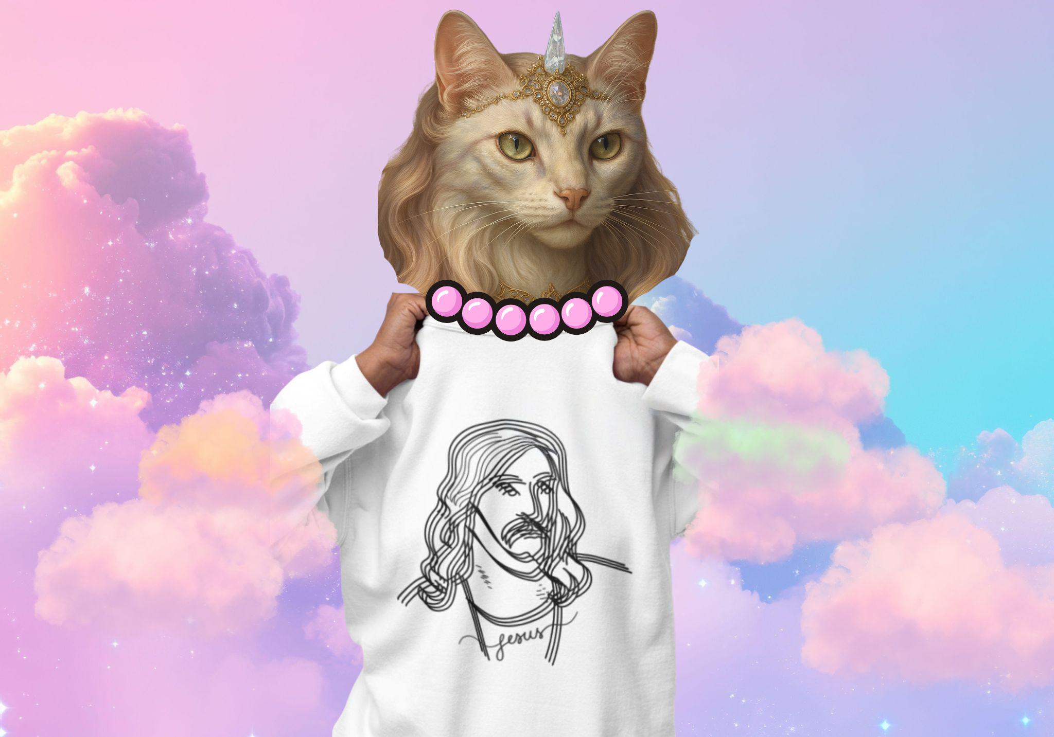 store product block JESUS holographic sweatshirt  poster