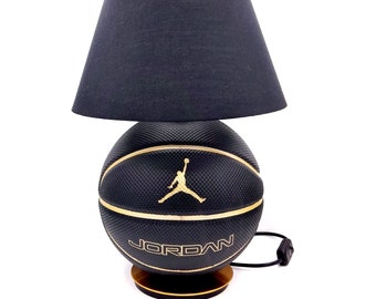 Jordan Legacy black and gold basketball table lamp.