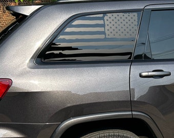 Fits 2021-2023 Jeep Grand Cherokee American Flag Quarter Glass Decal, Grand Cherokee Window Decal, American Flag Window Decal, Auto Decal