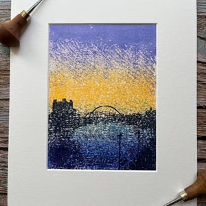 Newcastle upon Tyne skyline | Original Artwork | Linoprint |