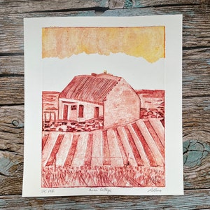 Irish Thatched Cottage| Collograph | Signed Limited Edition | Original Artwork