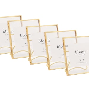 5 Pack / Photo Frames / Square /  Brass Gold Metal / 10 x 10cm / 4 x 4"