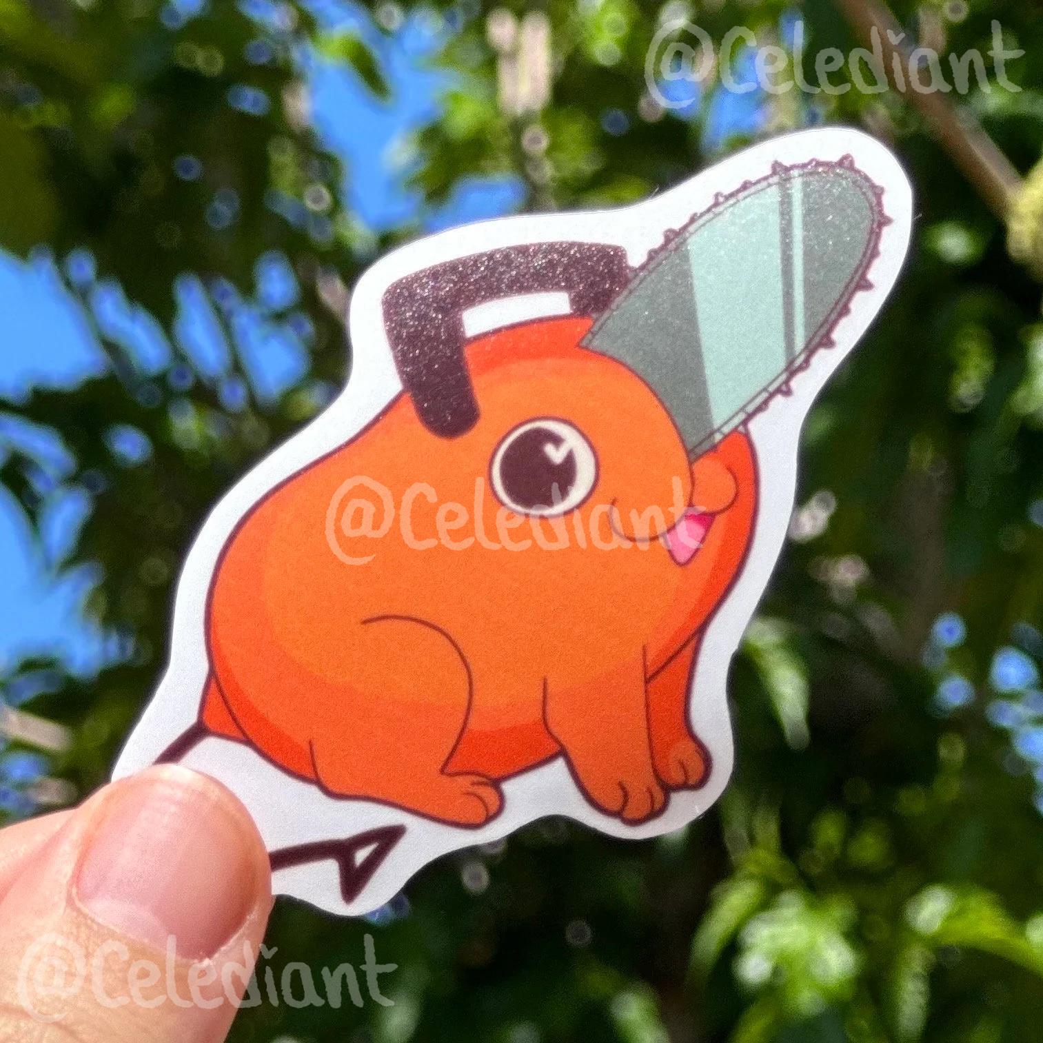 Bloody Pochita Chainsaw Sticker, Cute anime puppy, Chainsaw Man fan art