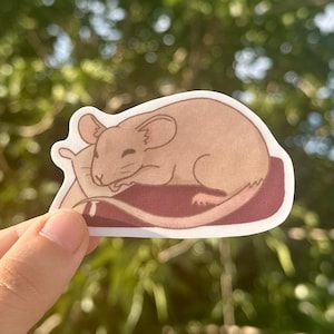 Sleepy Rat Sticker, Cute Kawaii Animal Decal Matte UV Resistant vinyl sticker