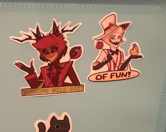 Ensemble d'autocollants Lucifer Morningstar et Alastor, Fan Art, autocollant Radio Demon, Radioapple, Hellaverse
