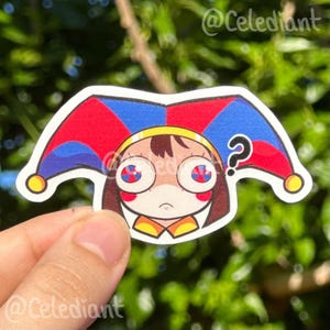 Pomni from The Amazing Digital Circus Sticker, TADG Fan Art, Cute Pomni Clown Jester Art