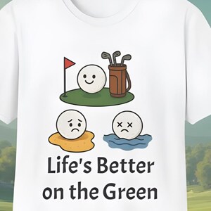 Grappig golf-T-shirt: Life's Better on the Green, uniseks T-shirt