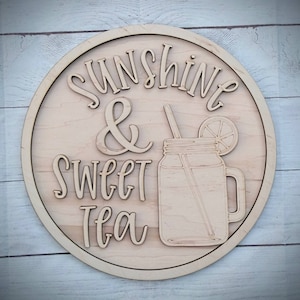 Sunshine and sweet tea DIY Round Door Sign / Welcome Door Hanger / Hi Door DIY / Wood Kit / Do It Yourself / unfinished / Summer