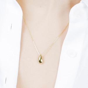 Gold Drop Necklace, Dew Drop Necklace, Water Droplet Necklace, Dainty Minimalist Layering Necklace, Teardrop Necklace, N2207