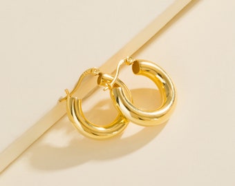 Gold Hoop Earrings, Golden Hoops, Chunky Hoops, Sterling Silver Hoops, 18k Gold Filled Hoops, Minimalist Earrings, Bold Hoop Earrings, E2230