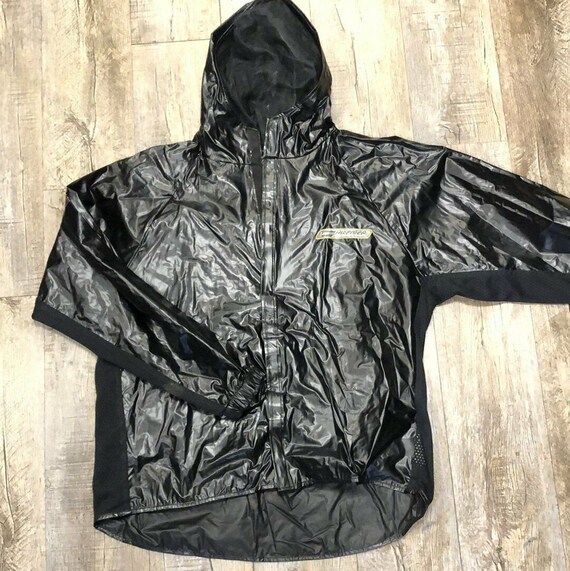 Vintage Tommy Hilfiger Men's Large Black Slick Rain Jacket - Etsy