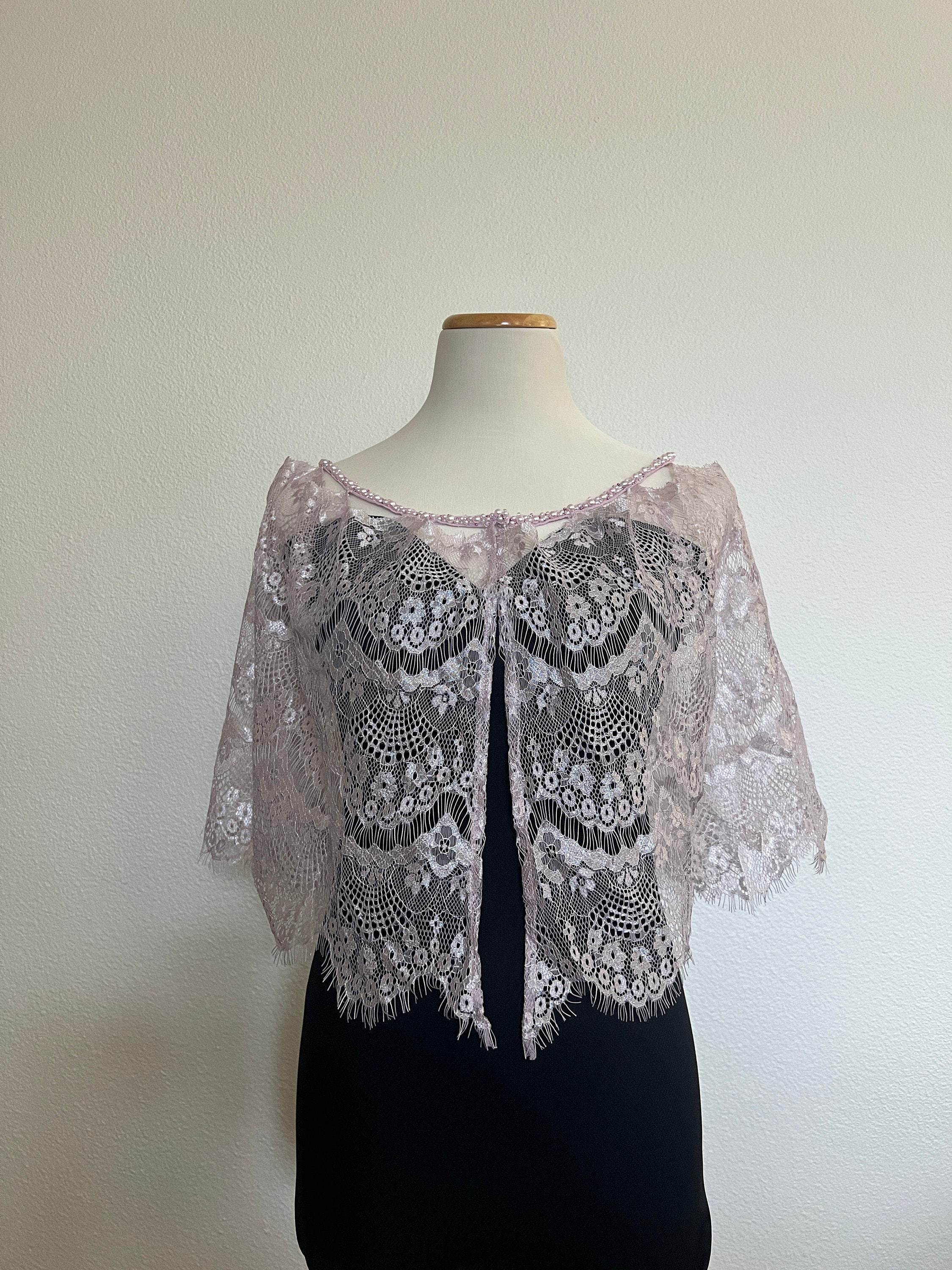 Lace Wedding Dress Topper off White or Blush Pink Bridal Capelet Lace ...