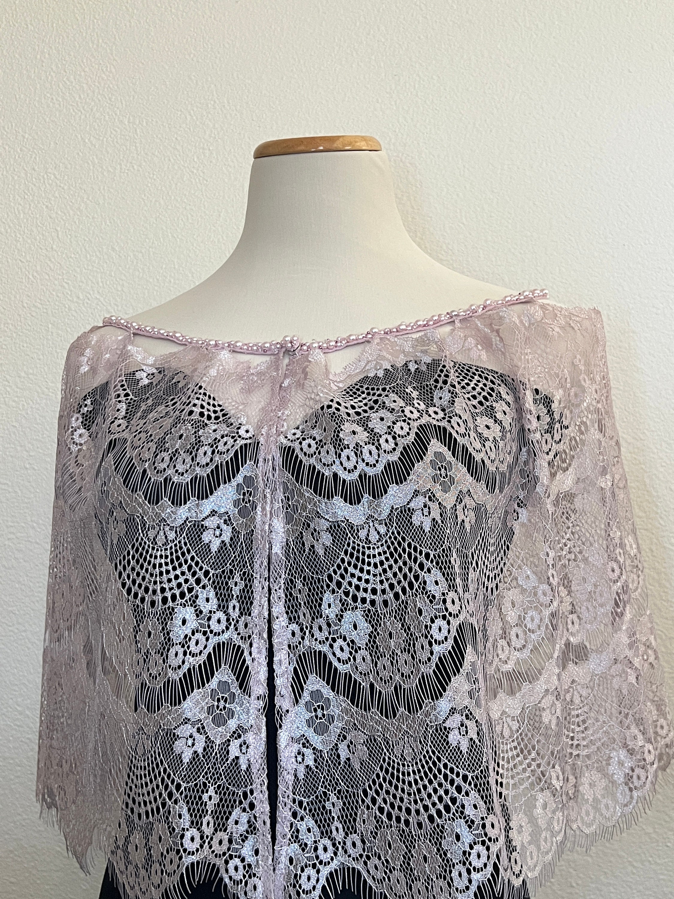 Lace Wedding Dress Topper off White or Blush Pink Bridal Capelet Lace ...