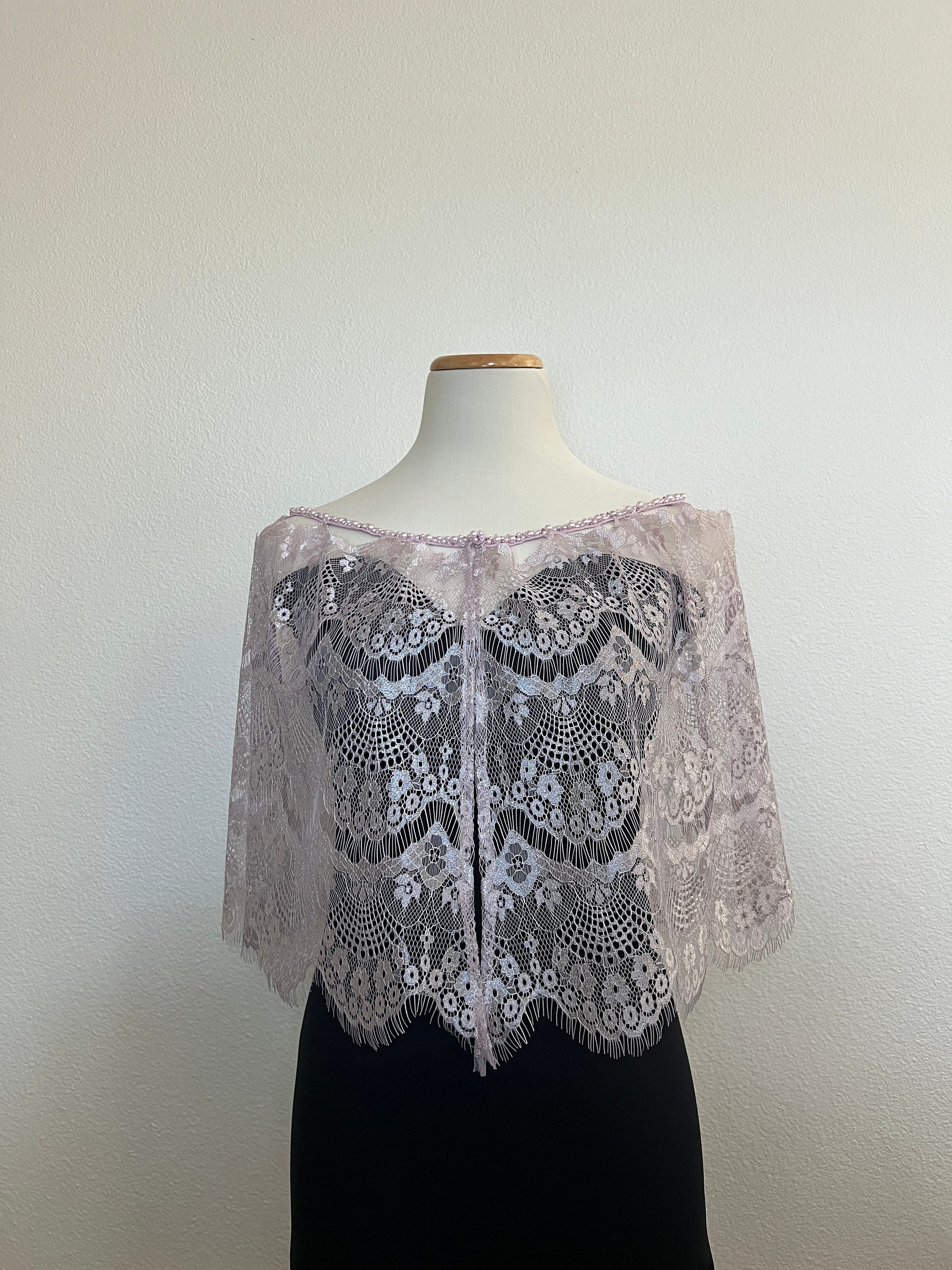 Lace Wedding Dress Topper off White or Blush Pink Bridal Capelet Lace ...