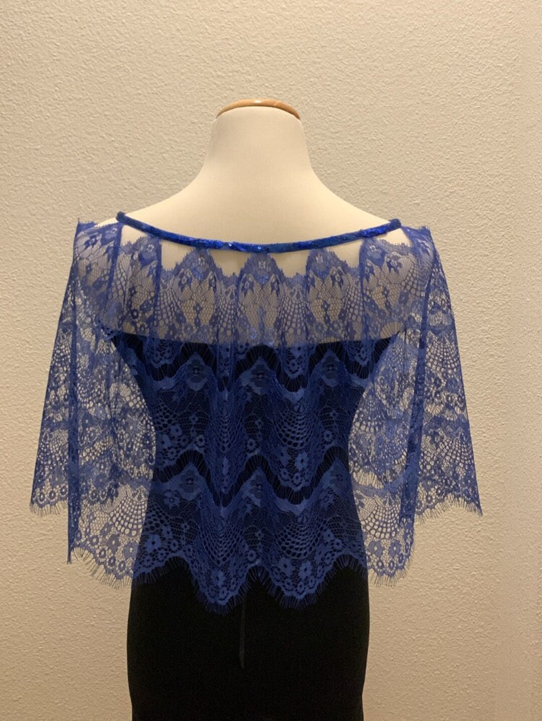 Blue Eyelash Lace Wedding Dress Topper Bridal Capelet Lace - Etsy